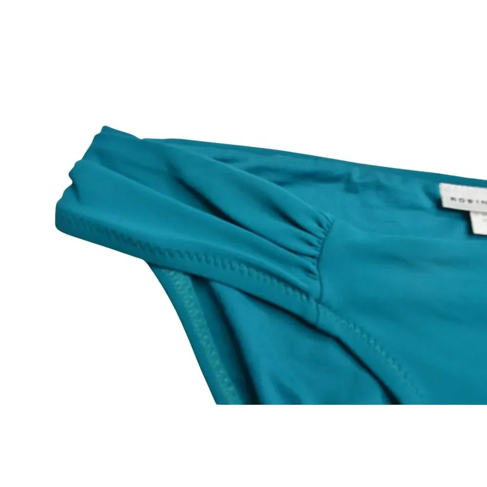 ROBIN PICCONE Women's Teal Side-Shirred Bikini Bottoms